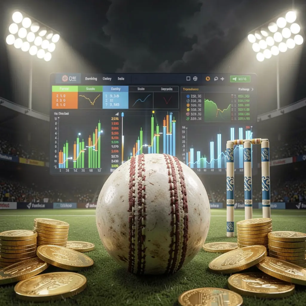 JYJILL cricket betting page background featuring dramatic stadium floodlights, a cricket ball in the foreground with wickets behind, surrounded by golden coins and glowing data charts JYJILL cricket betting page background featuring dramatic stadium floodlights, a cricket ball in the foreground with wickets behind, surrounded by golden coins and glowing data charts