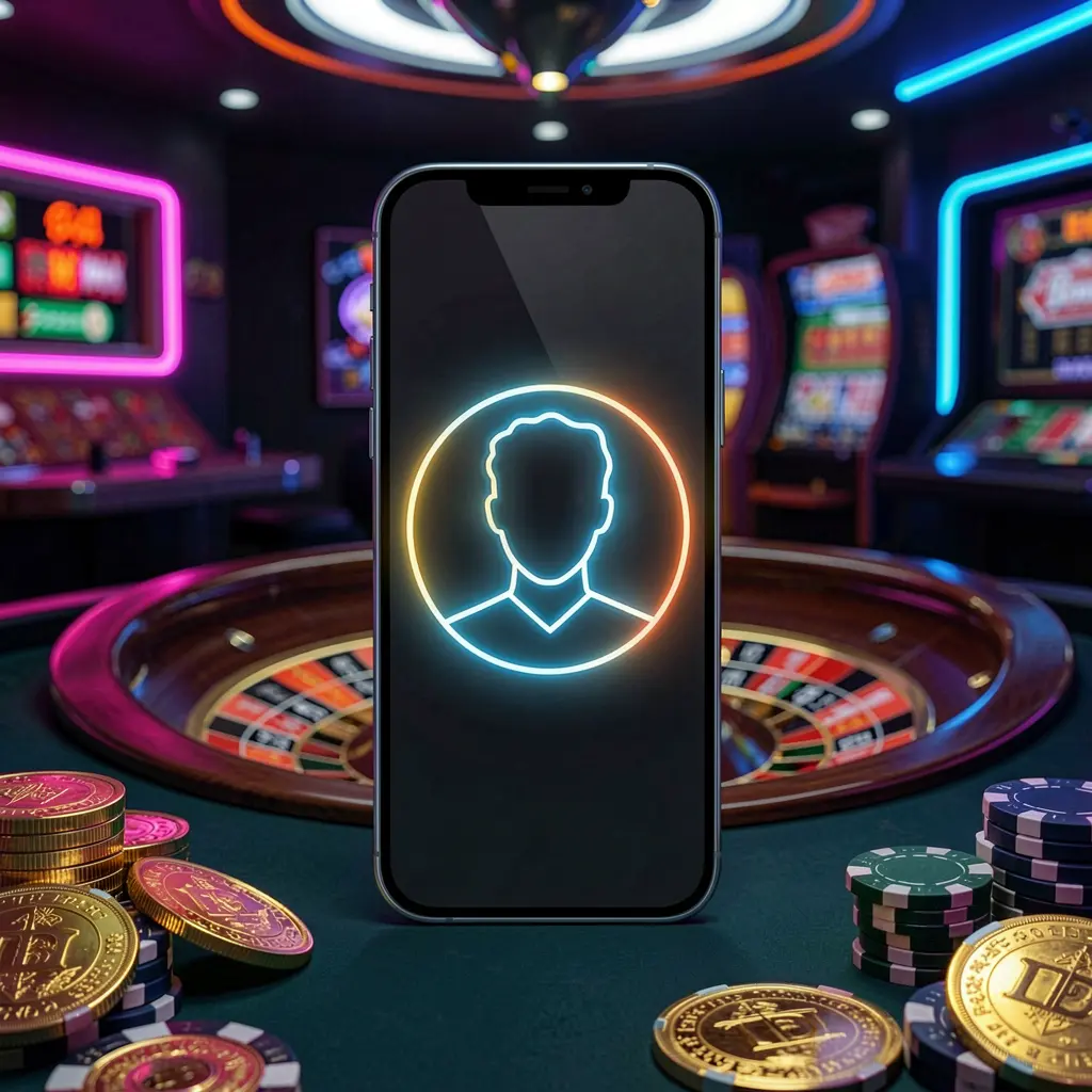 JYJILL online casino login hero image featuring a modern phone with a glowing profile icon, roulette lights in the background, and golden coins and poker chips in a premium dark neon atmosphere JYJILL online casino login hero image featuring a modern phone with a glowing profile icon, roulette lights in the background, and golden coins and poker chips in a premium dark neon atmosphere
